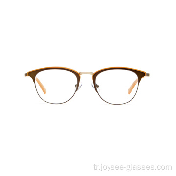 Moda özel logo çift renkli kaş metal optik çerçeveler gözlük
